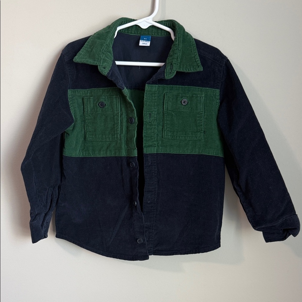 Old Navy Green and Navy corduroy shirt